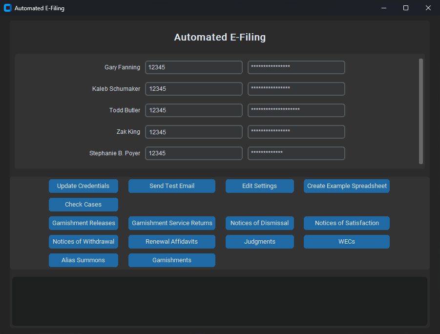 Automated E-Filing GUI